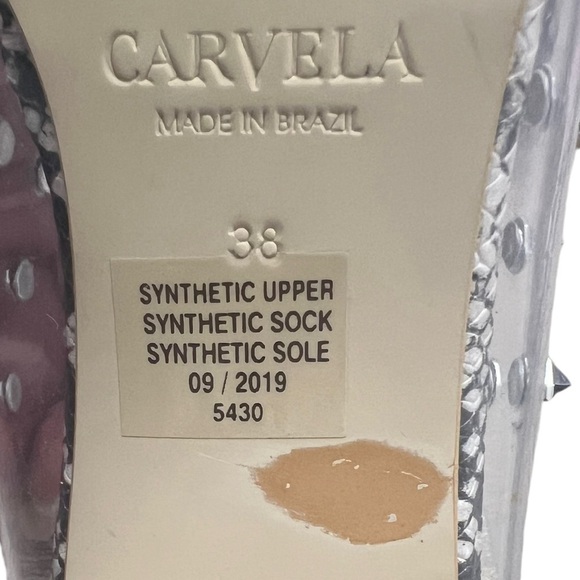 Carvela Made in Brazil Studded Clear Snake Print Block Heel Sandals Size 38 - Picture 8 of 9